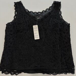 Vintage Anne Carson Linen Cotton Lace Lined Crop Top Size 10 Black Brand New